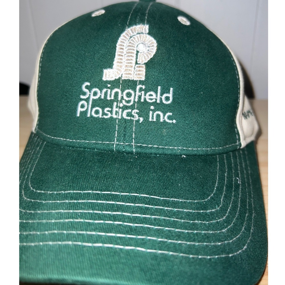 Springfield Plastics Inc Hat Green Cream 100% Virgin Resin Embroidered Cap OSFM